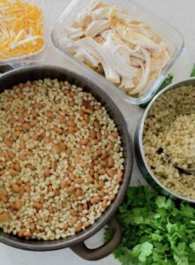 Layer of beans and farro