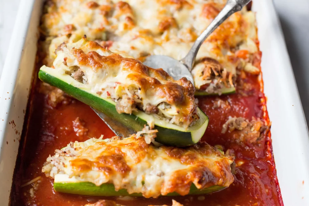 Zucchini Boats with Ground Beef and Rice - Pilar's Chilean Food & Garden